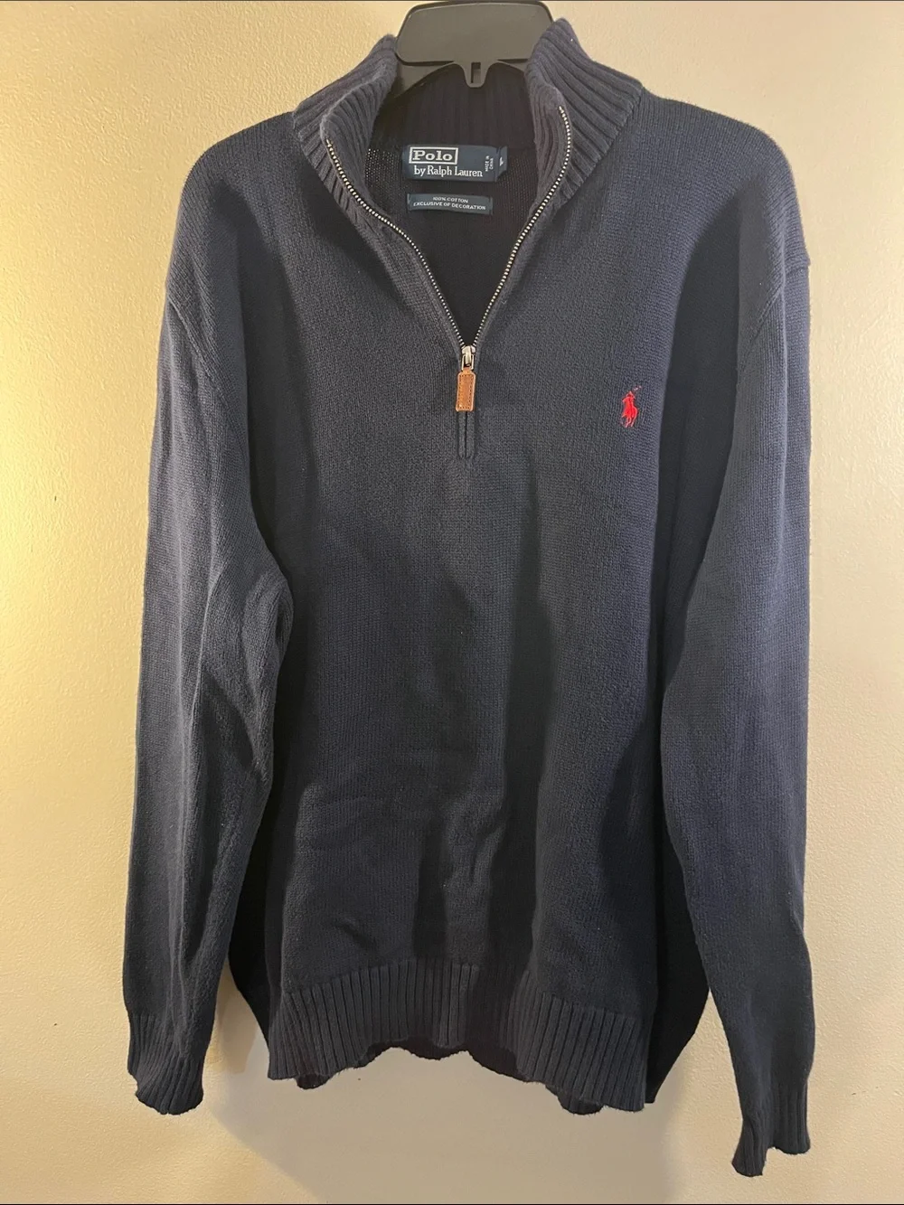 Polo by Ralph Lauren Navy Half-Zip Sweater with Red Pony